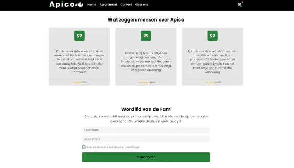 apico.nl testimonials &amp; nieuwsbrief