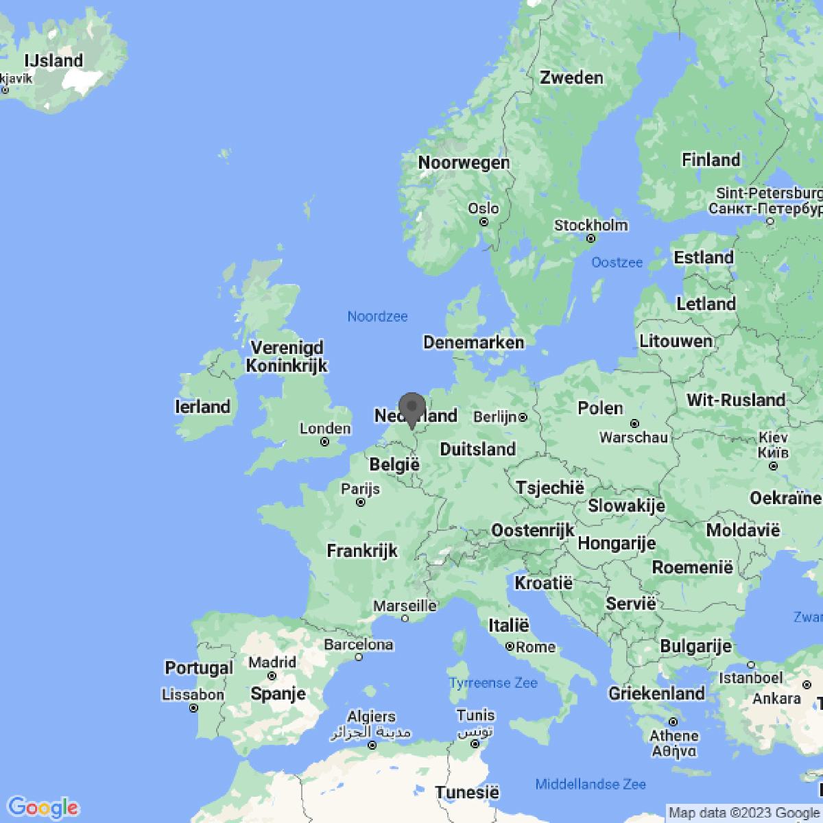 Kaartweergave van Vamudo's hoofdkantoor locatie uitgezoomd